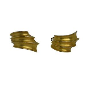 Vintage Triple Crescent Gold-Tone Clip-On Earrings